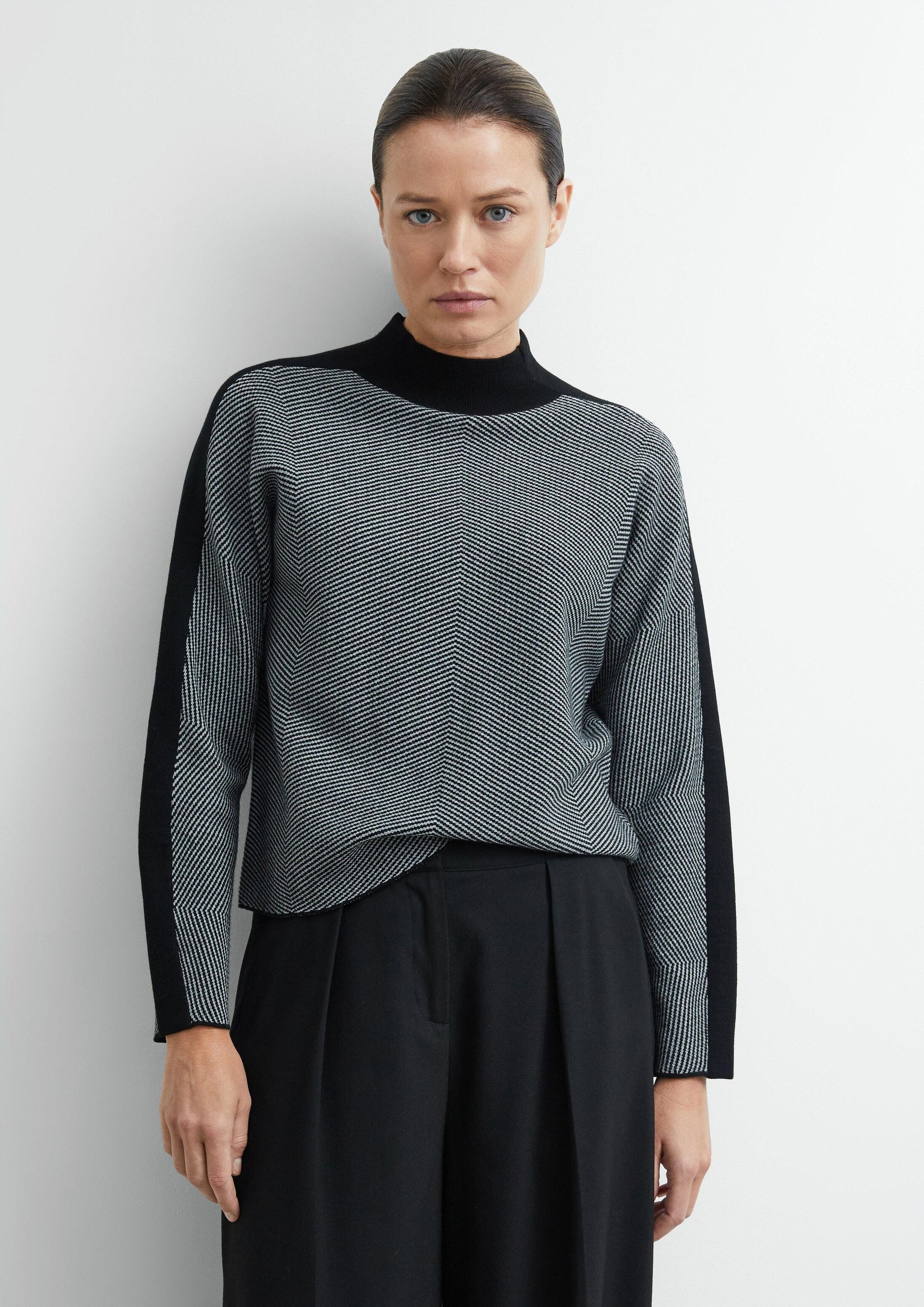 comma Longpullover Strickpullover Strickpullover mit Jacquard-Muster