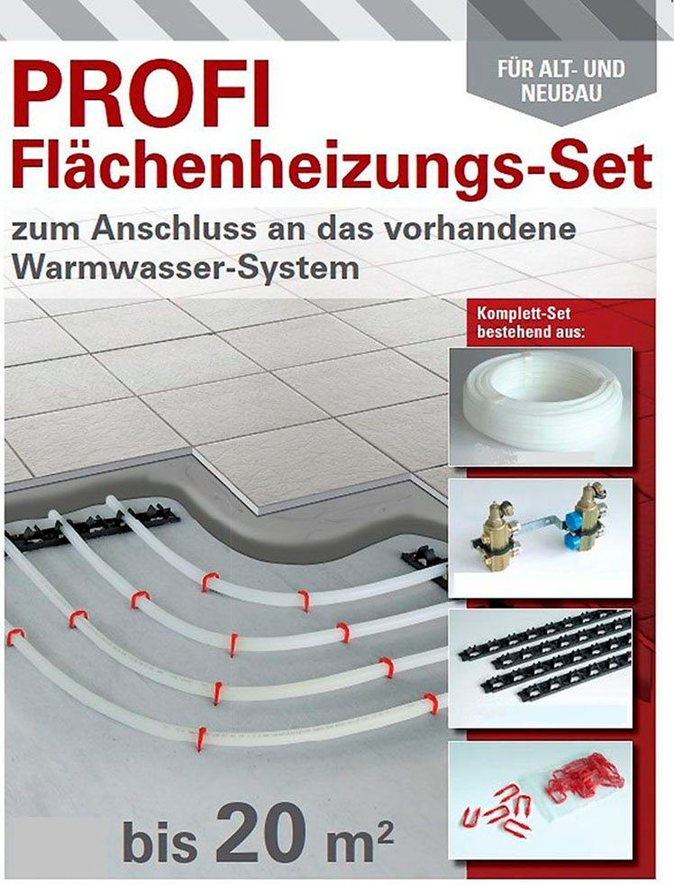 Profi Flächenheizung, 20 PEROBE Warmwasserfußbodenheizungen m² (Set),