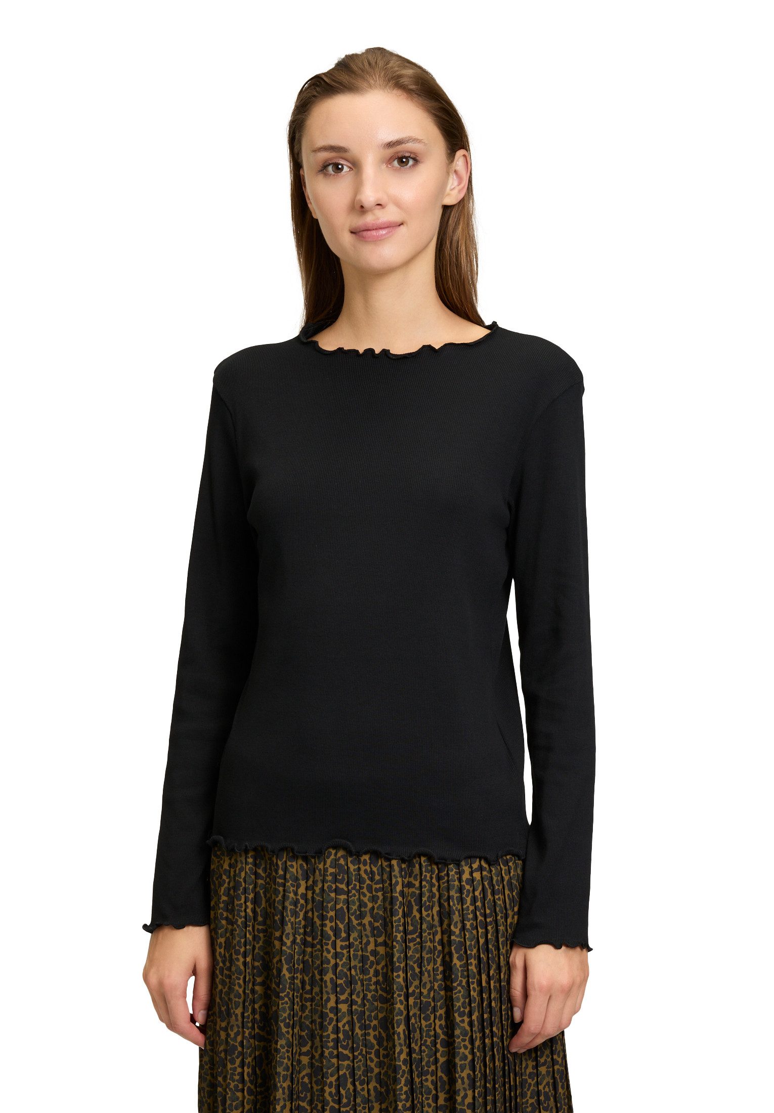 Kurzarmshirt Damen Langarm-Shirt mit Kragen