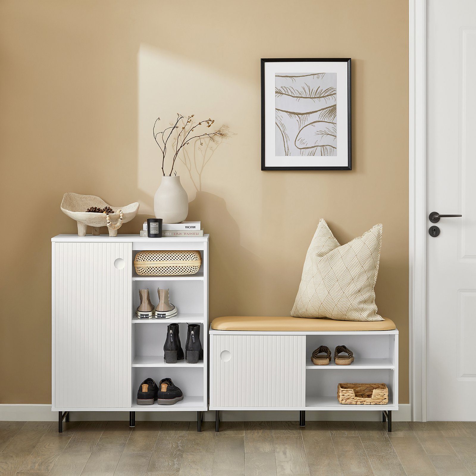 SoBuy Schuhschrank Küchenschrank Sideboard Kommode Weiß FSB62-W günstig online kaufen