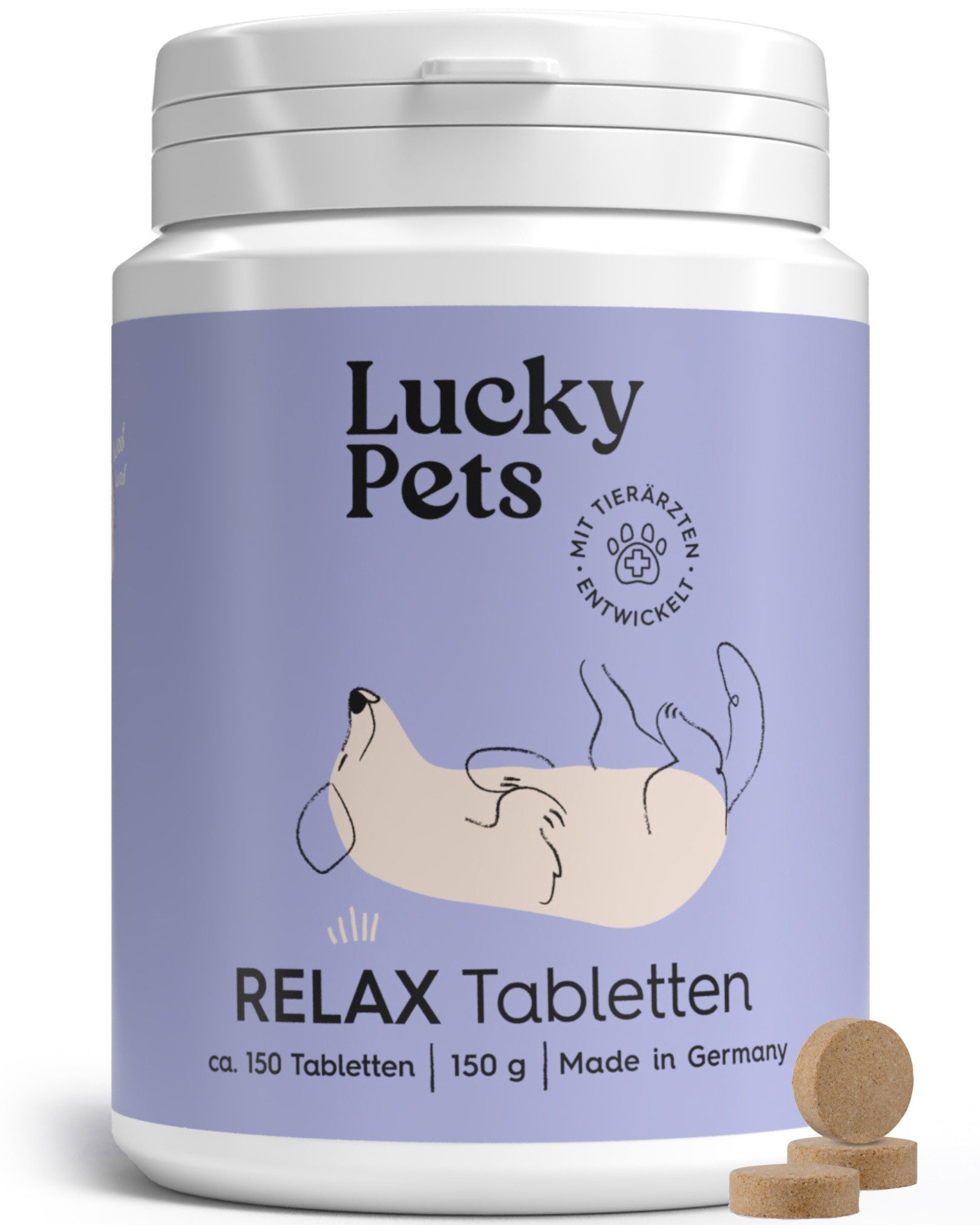 Lucky Pets Tierpräparate Beruhigungstabletten für Hunde – Mit L-Tryptophan und Baldrian