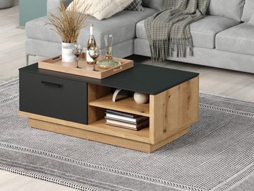 trendteam Couchtisch Synnax (Wohnzimmer Tisch in Eiche und grau, 110 x 60 cm), mit Stauraum und Soft-Close