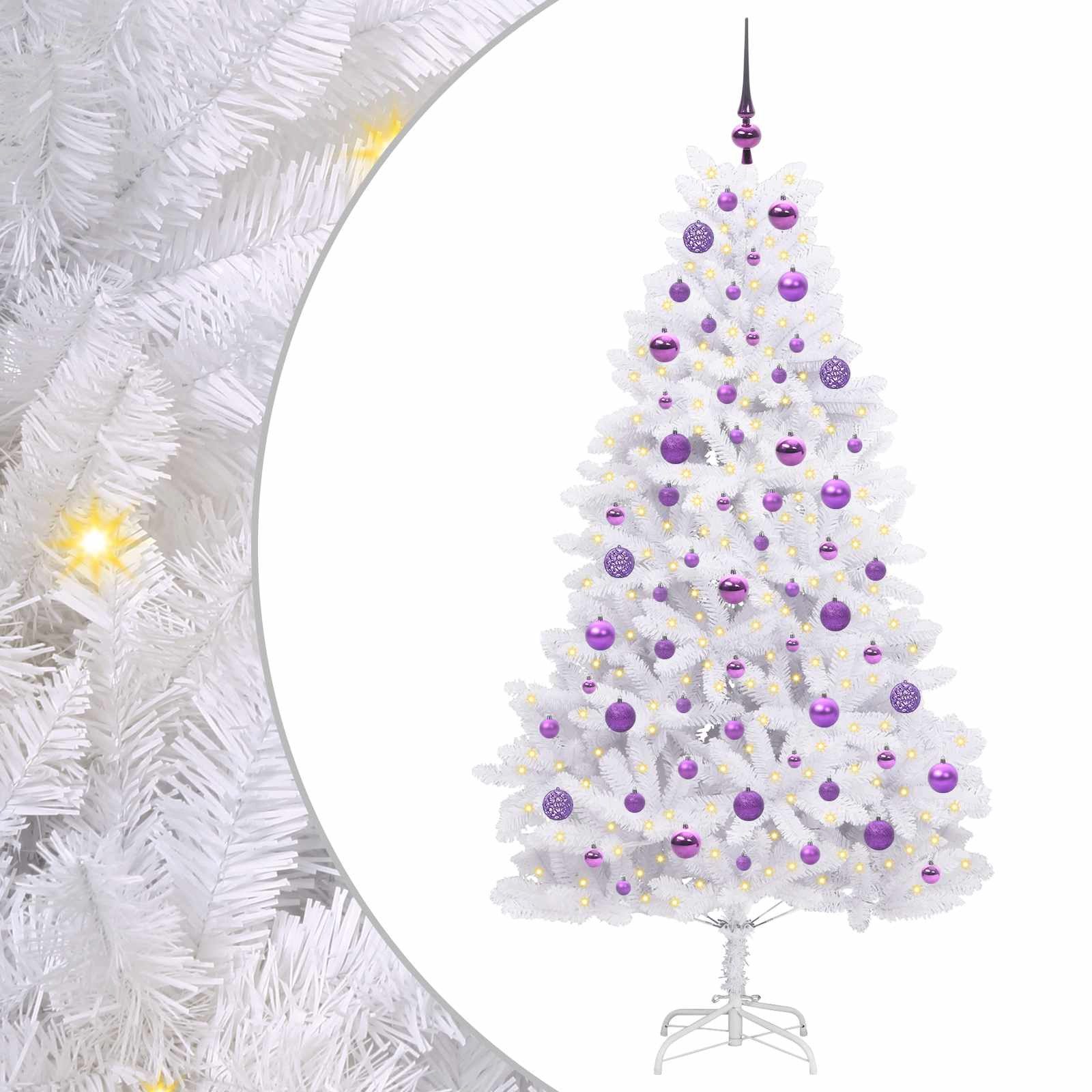 vidaXL Künstlicher Weihnachtsbaum Künstlicher klappbarer Weihnachtsbaum Weiß 180 cm PVC und Stahl