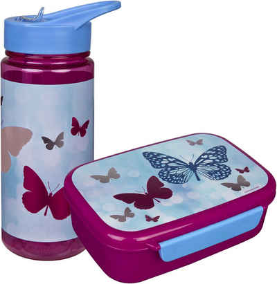 Scooli Lunchbox Fly & Sparkle, Kunststoff, (Set, 2-tlg), Brotzeitdose & Trinkflasche
