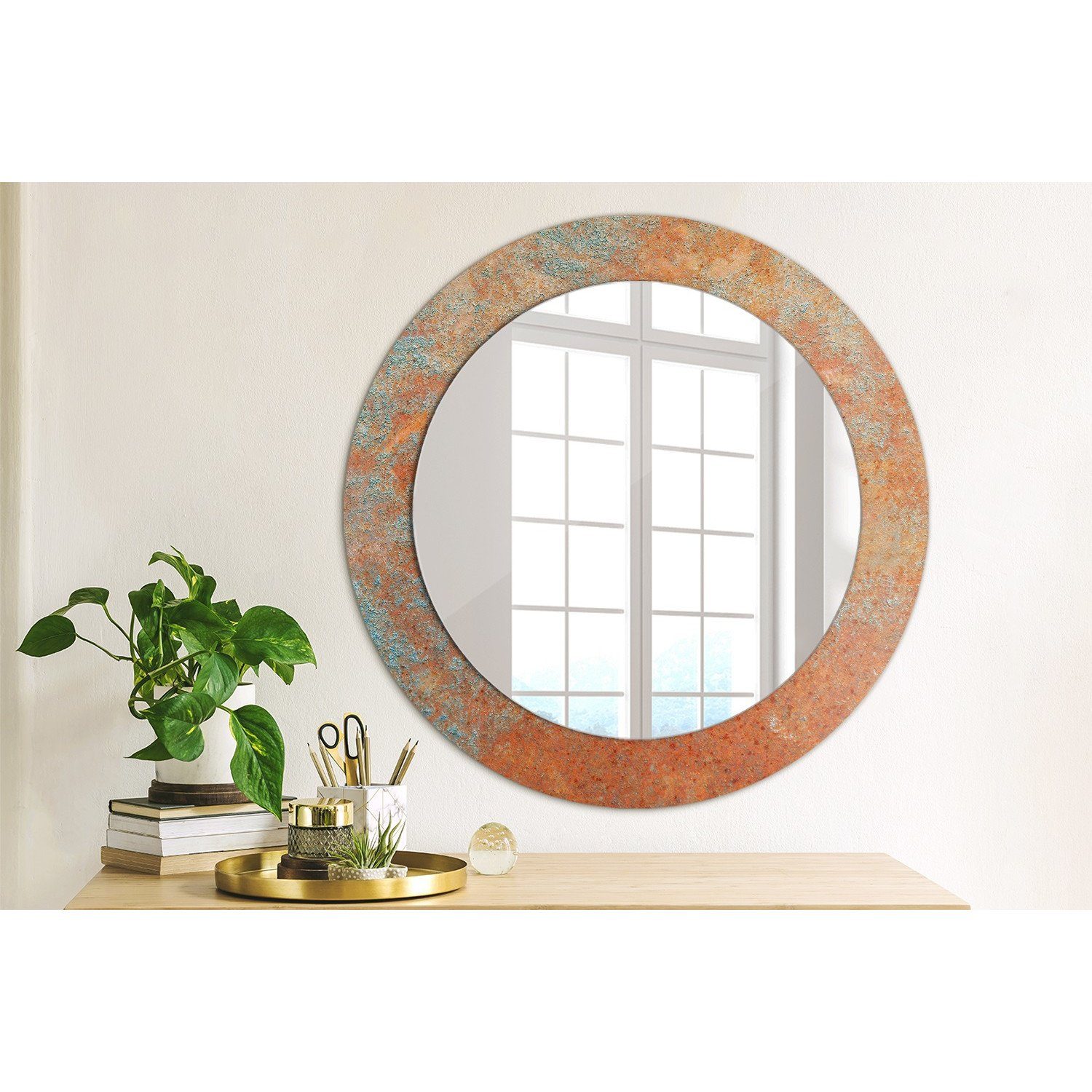 Tulup Spiegel Badspiegel mit Aufdruck Schminkspiegel Hängespiegel Rund: Ø60cm