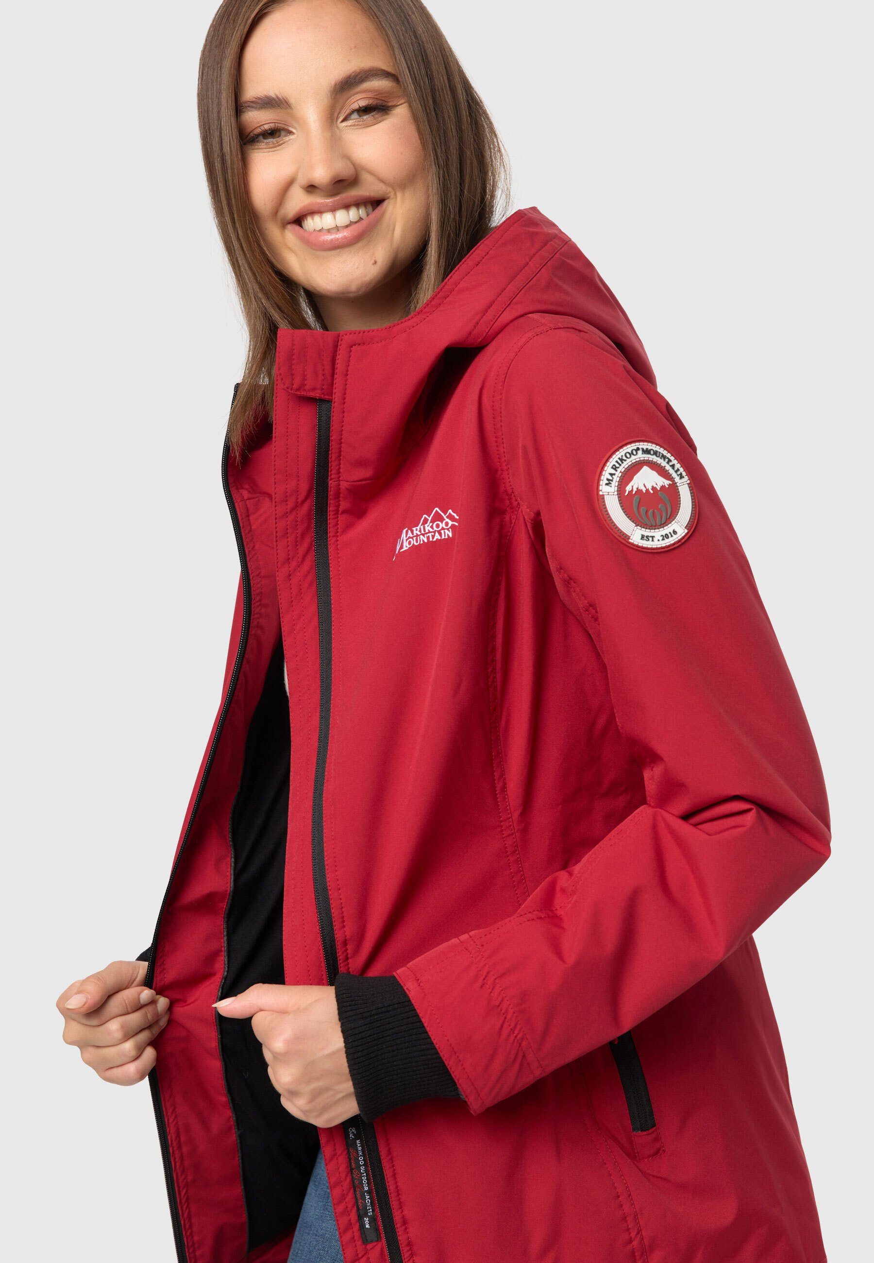 Kapuze mit Red Marikoo Outdoorjacke Übergangsjacke sportliche Honigbeere Dark