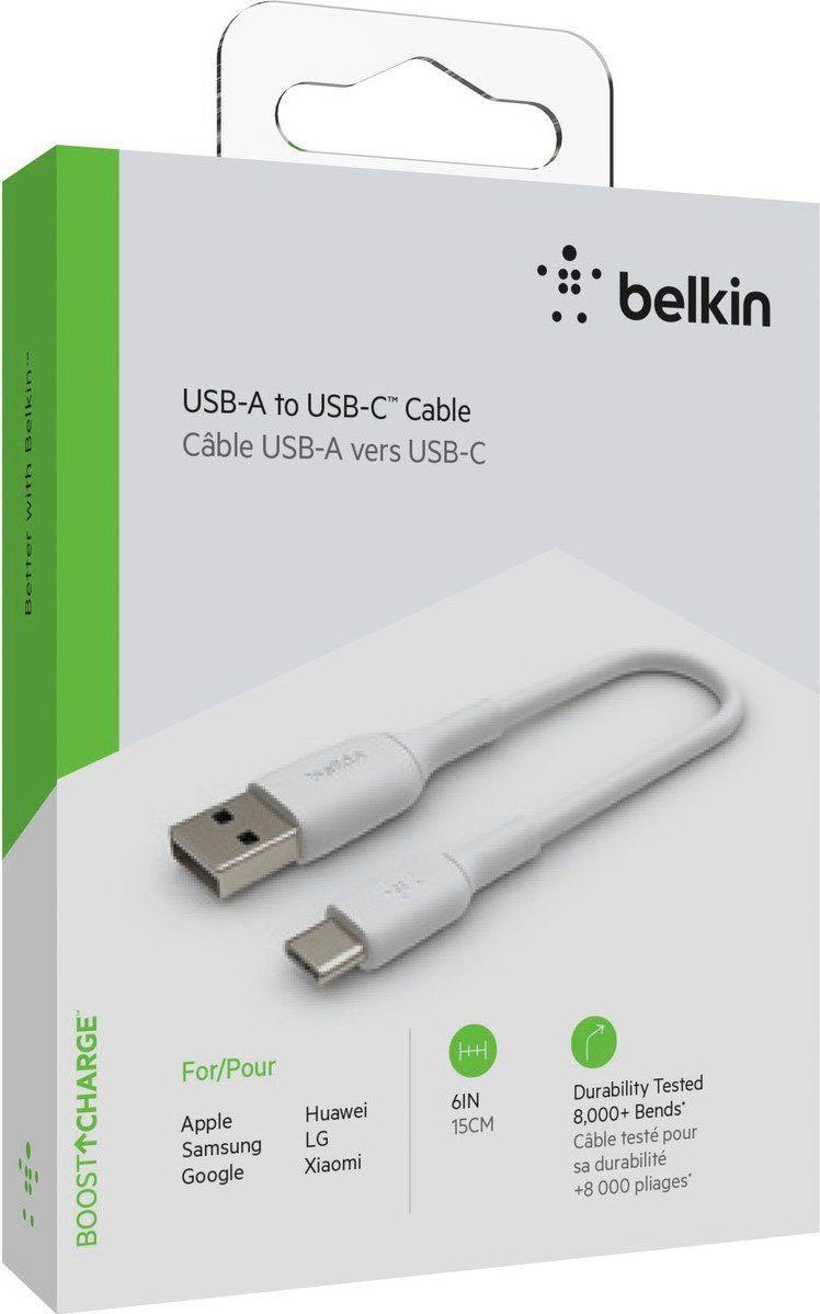 Belkin USB-C/USB-A Kabel PVC, 15cm Smartphone-Kabel, USB Typ A, USB-C (15 cm)