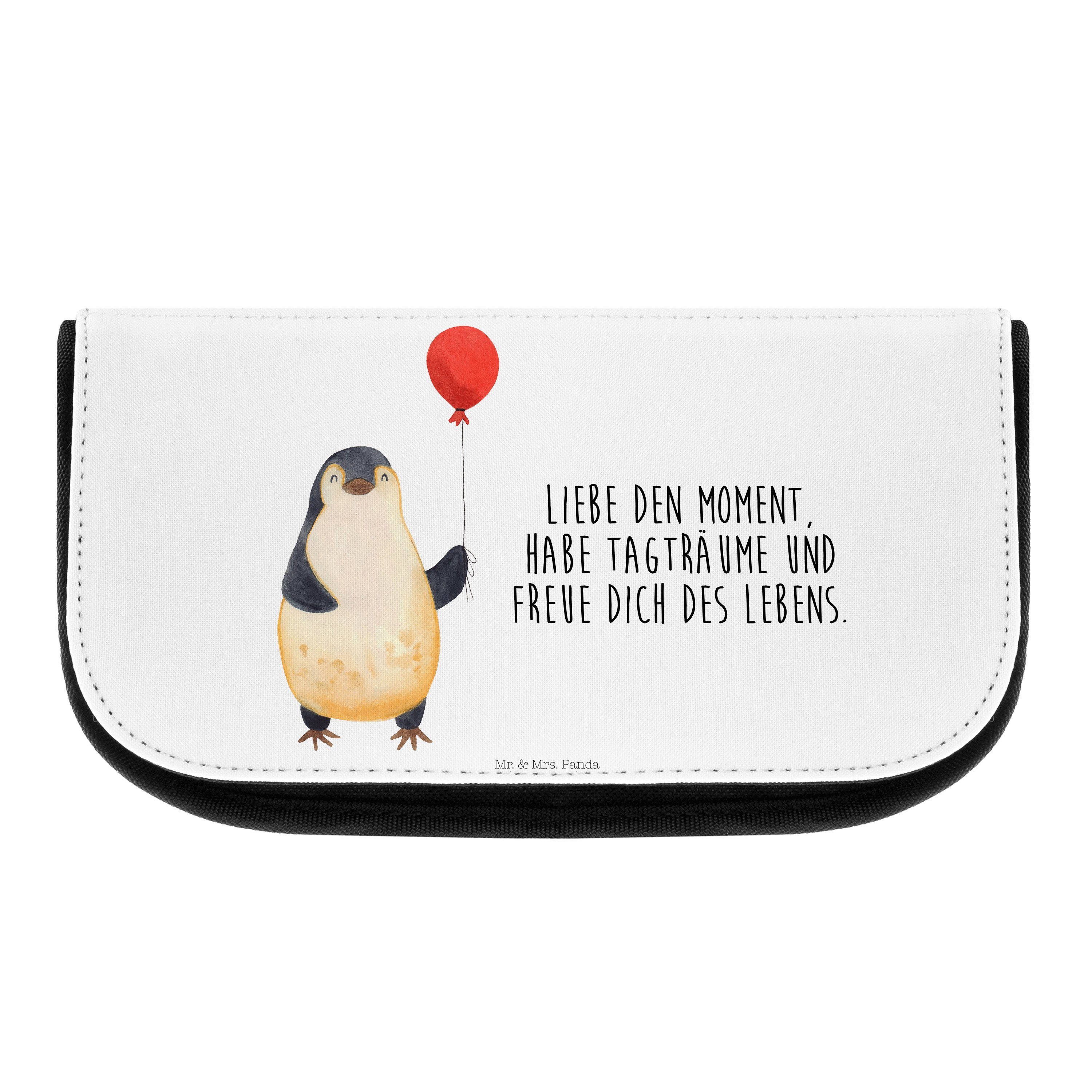 Mr. & Mrs. Panda Kosmetiktasche Pinguin Luftballon - Weiß - Geschenk, Geschenk Freundin, Kind, Make-U (1-tlg)