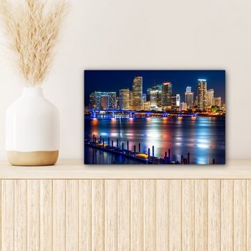 OneMillionCanvasses® Leinwandbild Skyline - Miami - Amerika, (1 St), Wandbild Leinwandbilder, Aufhängefertig, Wanddeko, 30x20 cm