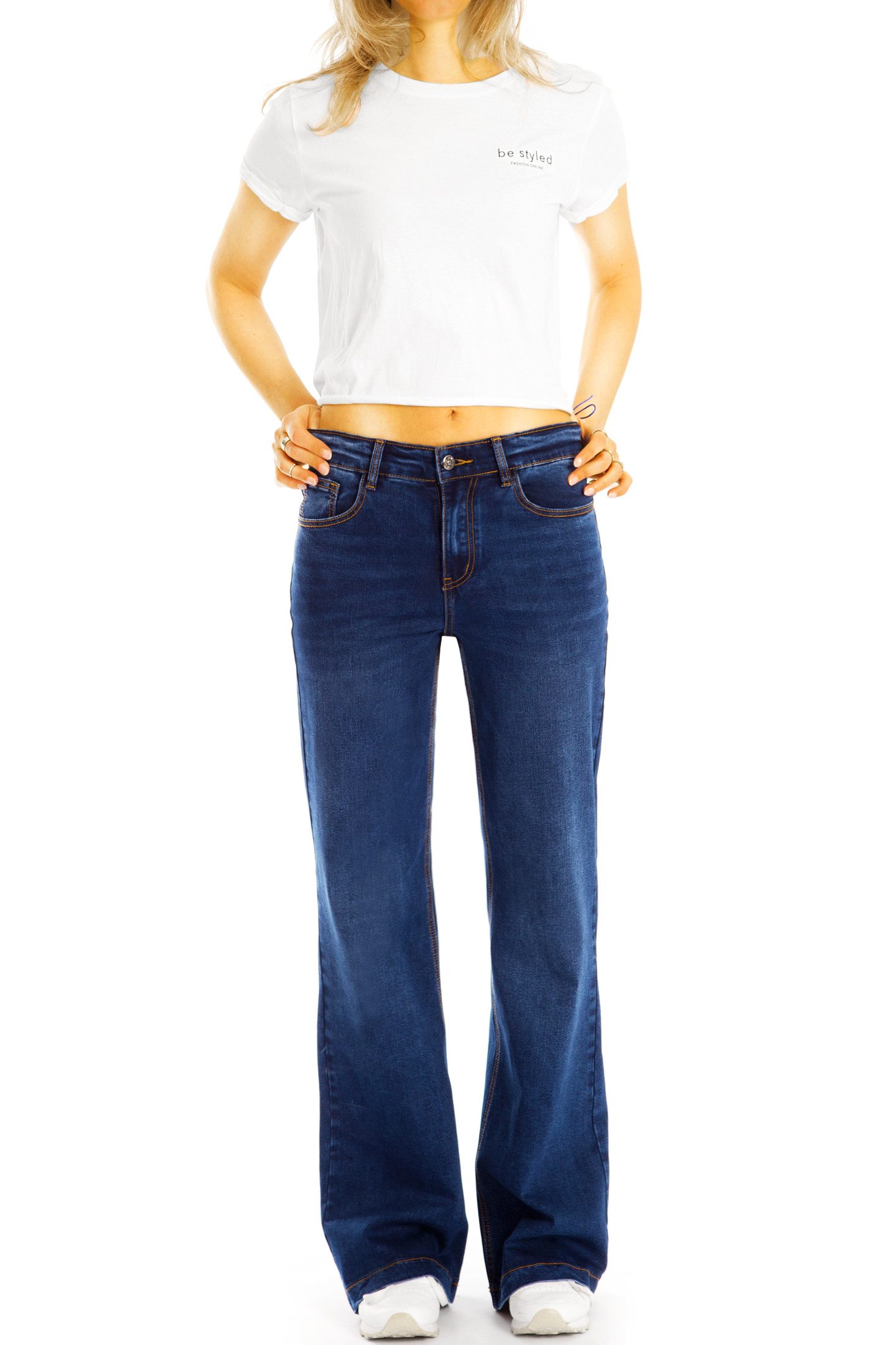 be styled Bequeme Jeans Weit geschnittene Medium waist Jeans Hose regular fit - Damen - j17k-2 mit Stretch-Anteil