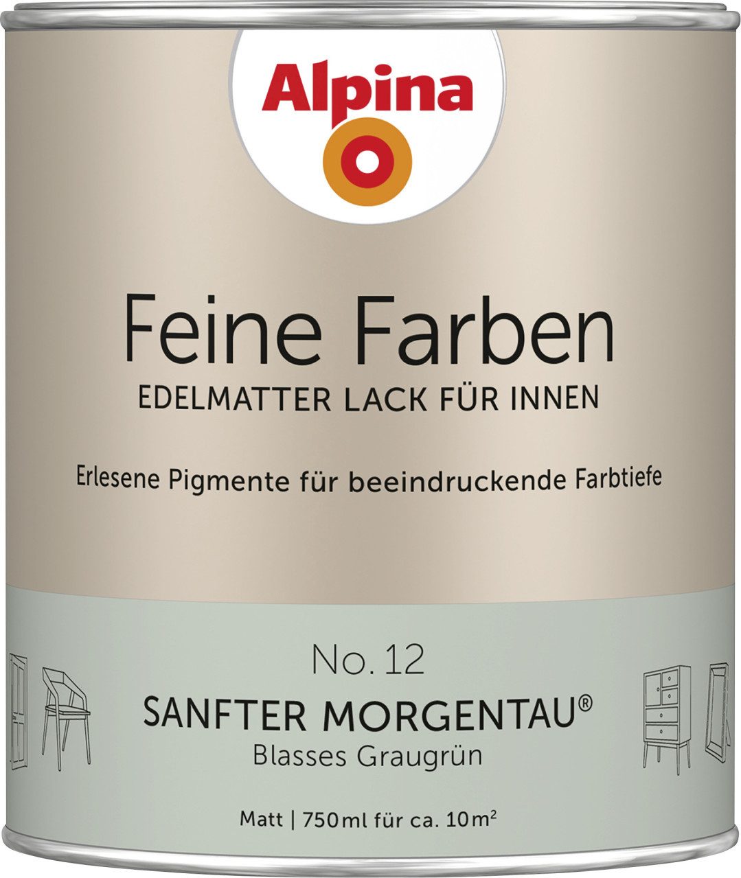 Alpina Wandfarbe Alpina Feine Farben Lack No. 12 Sanfter Morgentau