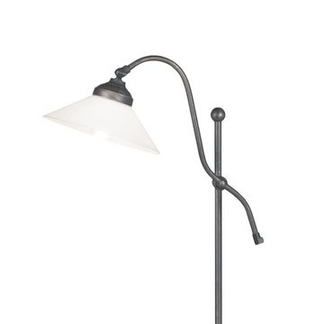 Licht-Erlebnisse Stehlampe SOFIA, ohne Leuchtmittel, in Bronze dunkel matt Weiß Glas Echt-Messing 130 cm E27 Wohnzimmer