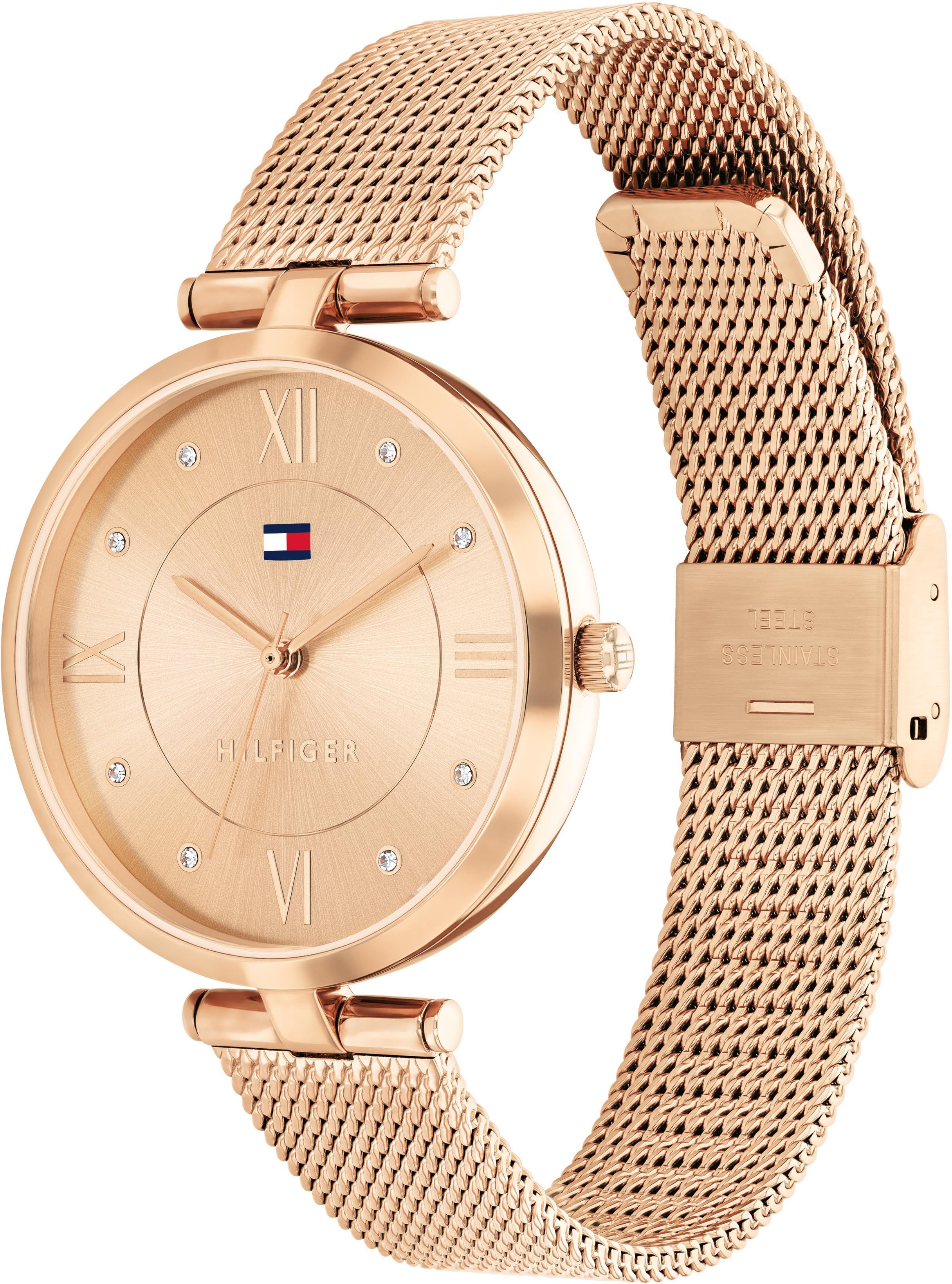Tommy Hilfiger Quarzuhr ELLA 1782712, Armbanduhr, Damenuhr, Glaskristalle, günstig online kaufen