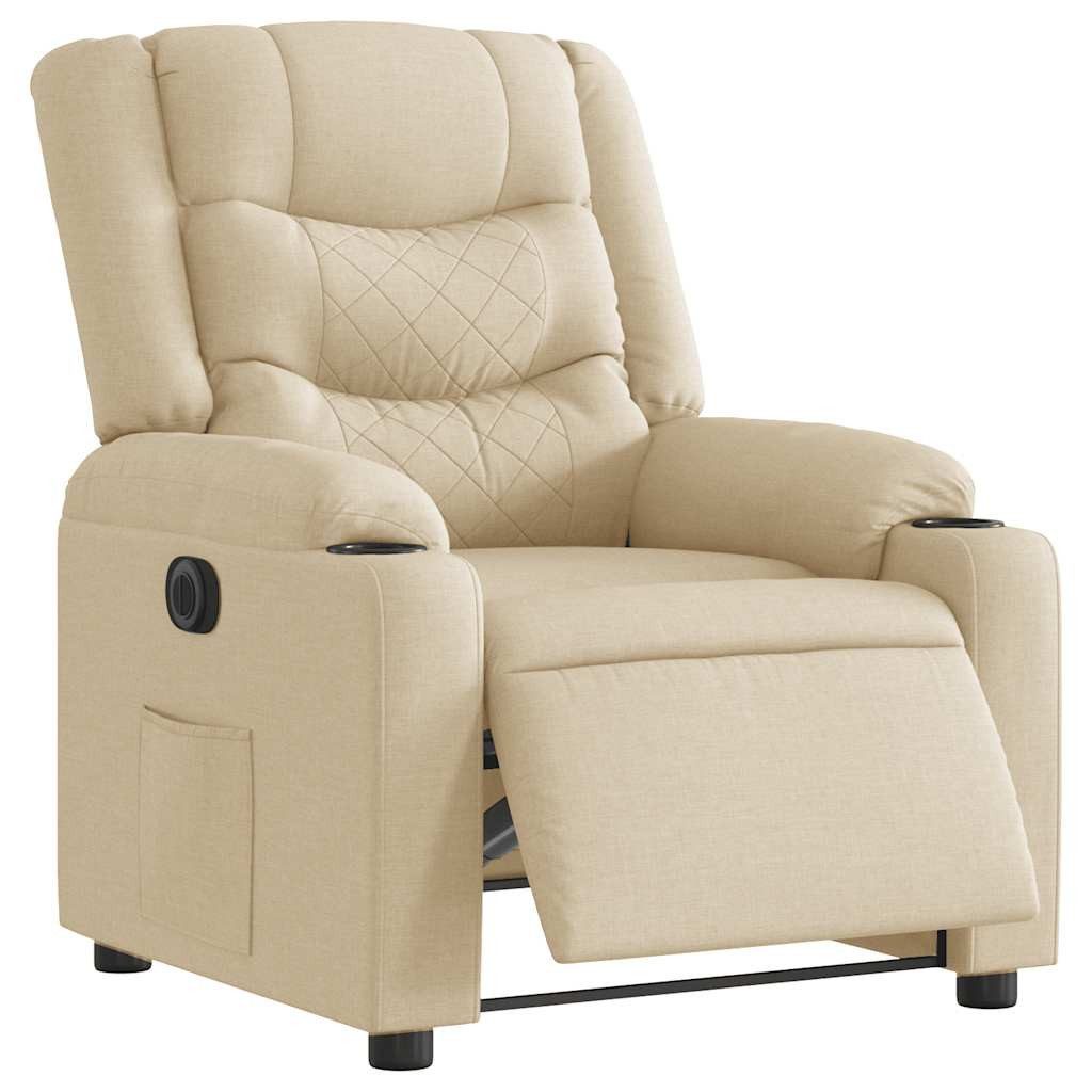 vidaXL Sessel Relaxsessel Elektrisch Creme Stoff (1-St)