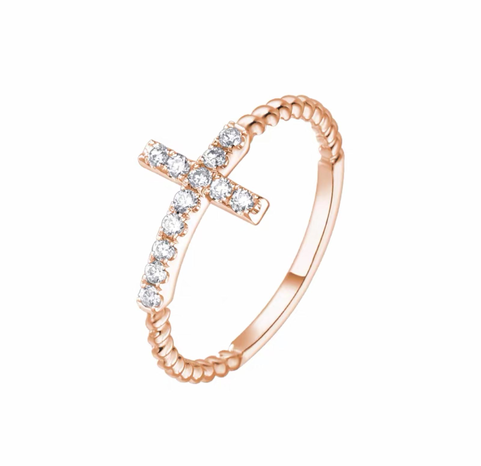 Jumpeak Diamantring Diamantring für Damen, Kreuzring, D/E, VVS/VS, 585er Gold, Geburtstagsgeschenk, Weihnachtsgeschenk, minimalistischer Diamantring