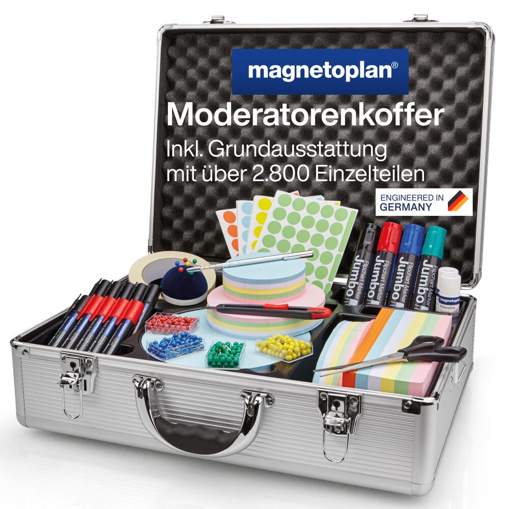 magnetoplan® Moderationskoffer Moderationskoffer 11115 - Aluminium Grau - 2822 Teile - 47x17x34 cm
