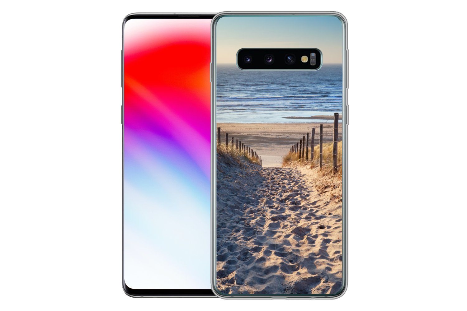 MuchoWow Handyhülle für Samsung Galaxy S10 Strand - Meer - Niederlande - Dünen - Sonne, Phone Case, Silikon, Schutzhülle Dünn