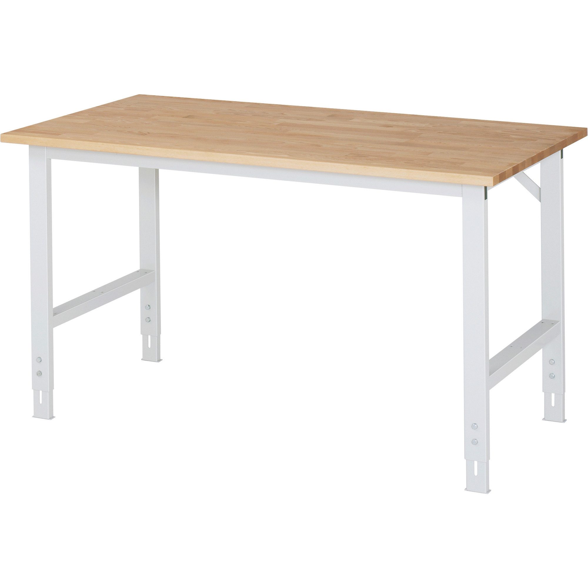 Werkbank Arbeitstisch 1500x800x760-1080 B-Platte 25mm lichtgrau