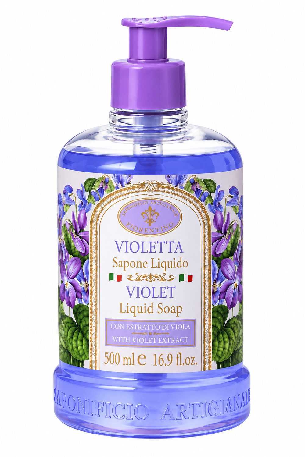 Saponificio Artigianale Fiorentino Handseife Violetta / Veilchen, Italienische Luxus-Flüssigseife 500 ml