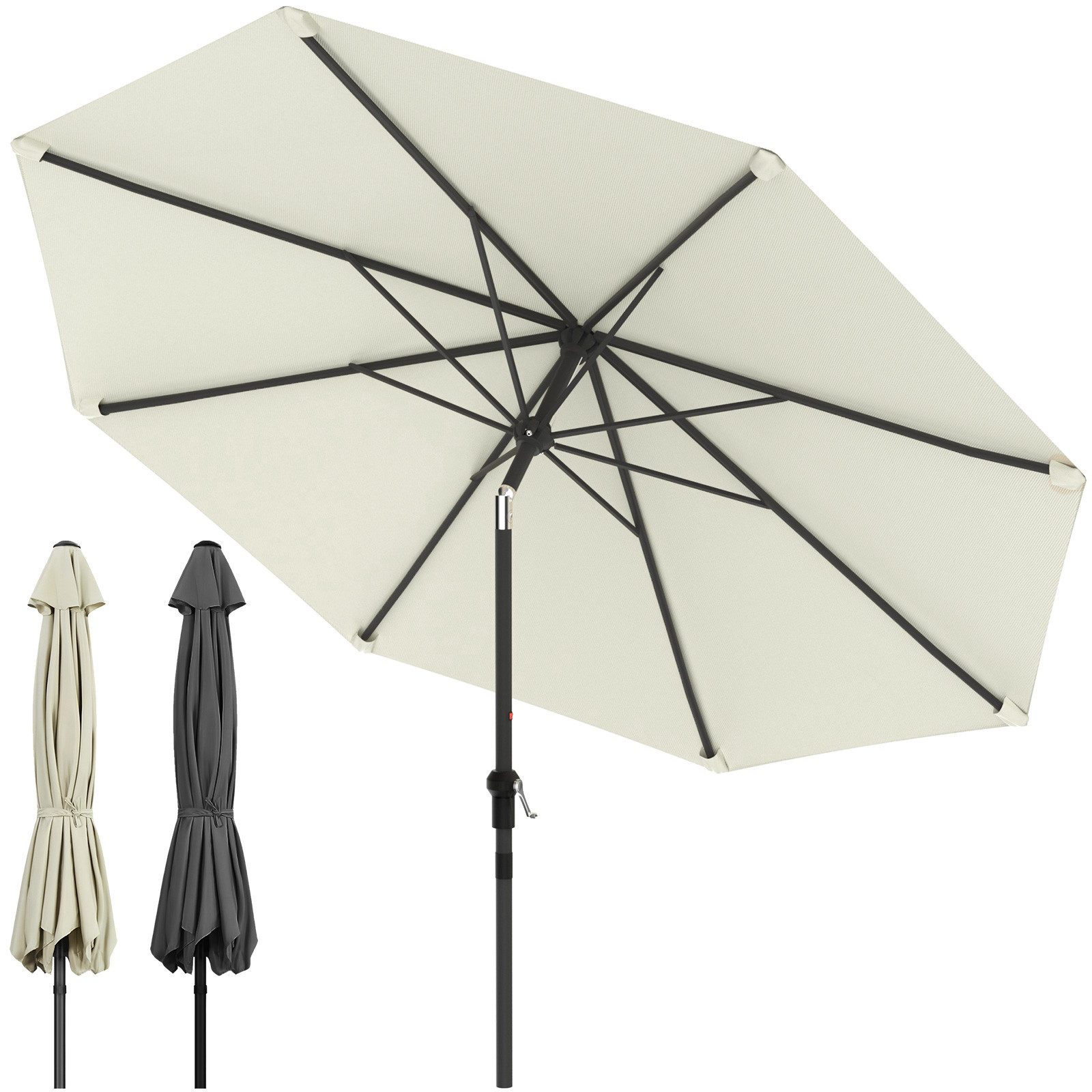 Huracan Sonnenschirm Strandschirm Neigbar, Sonnenschirme,Balkonschirm,Gartenschirm, Strandschirm mit/ohne LED, 300/350cm Durchmesser, neigbar/knickbar