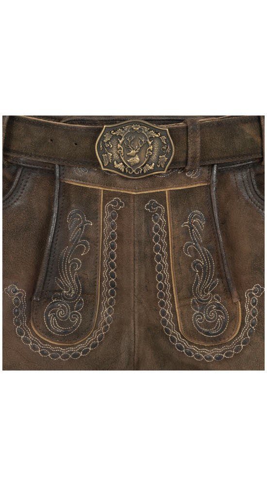 Nübler Trachtenlederhose Lederhose kurz Luther in Dunkelbraun von Nübler.