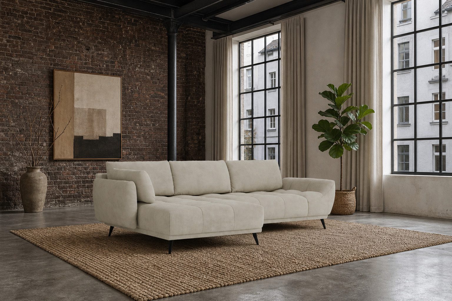 foamnova Schlafsofa Ferrara, mit Recamiere, Maße B 270 × T 169 × H 68 cm, Liegefläche 208 x 130 cm plus Bettkasten für Bettzeug