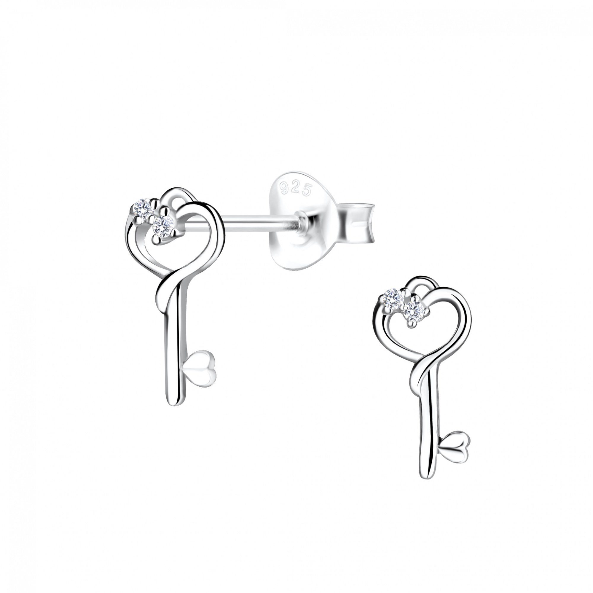 Paar Ohrstecker SCHLÜSSEL mit Zirkonia, 2-tlg.