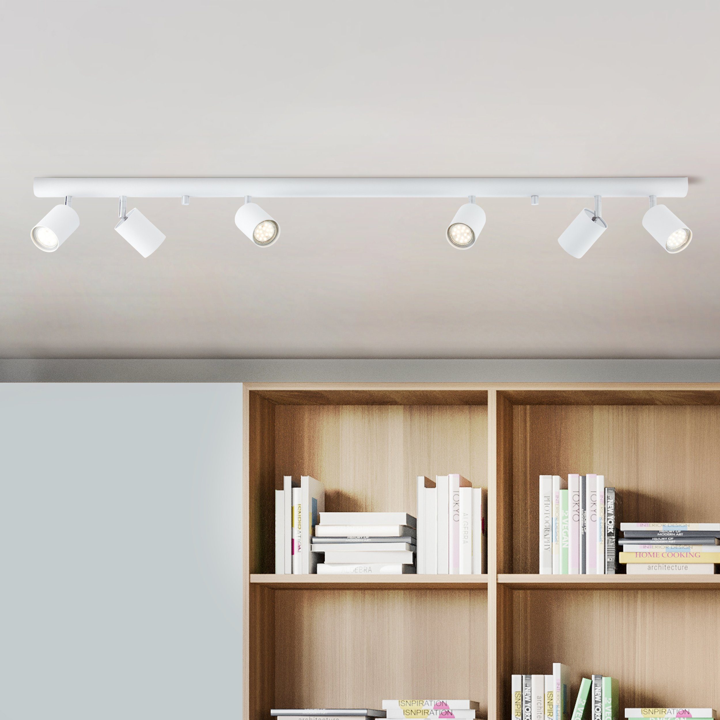 Deckenleuchte, schwenkbar 6 - flammiger ohne - Deckenstrahler Leuchtmittel, Spotbalken Design schlichtes Lightbox