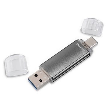 Hama USB-Stick "Laeta Twin", USB 2.0, 16GB, 10MB/s, Grau USB-Stick (Lesegeschwindigkeit 10 MB/s)