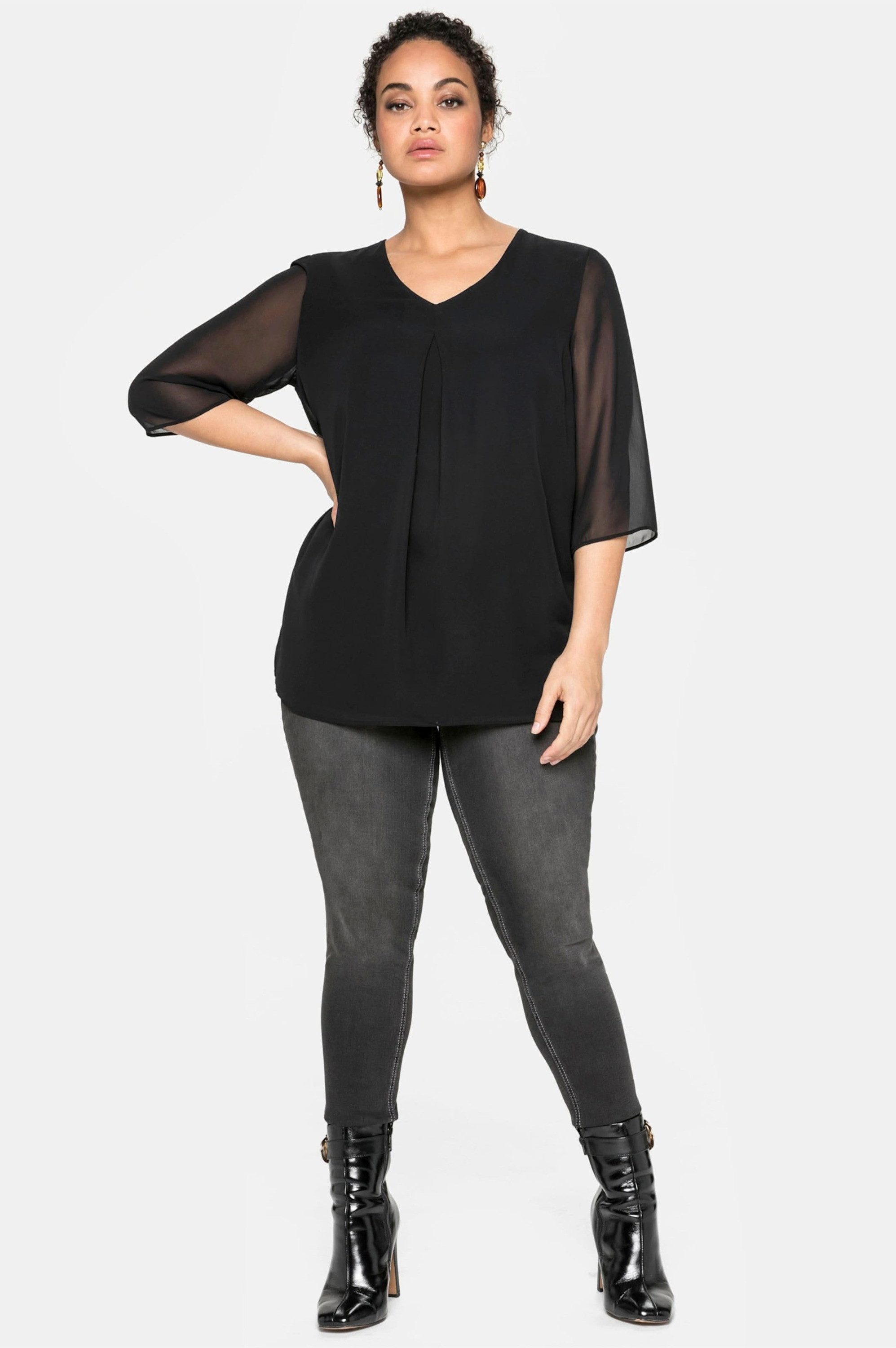 Sheego Klassische Bluse Tunika 3/4-Arm