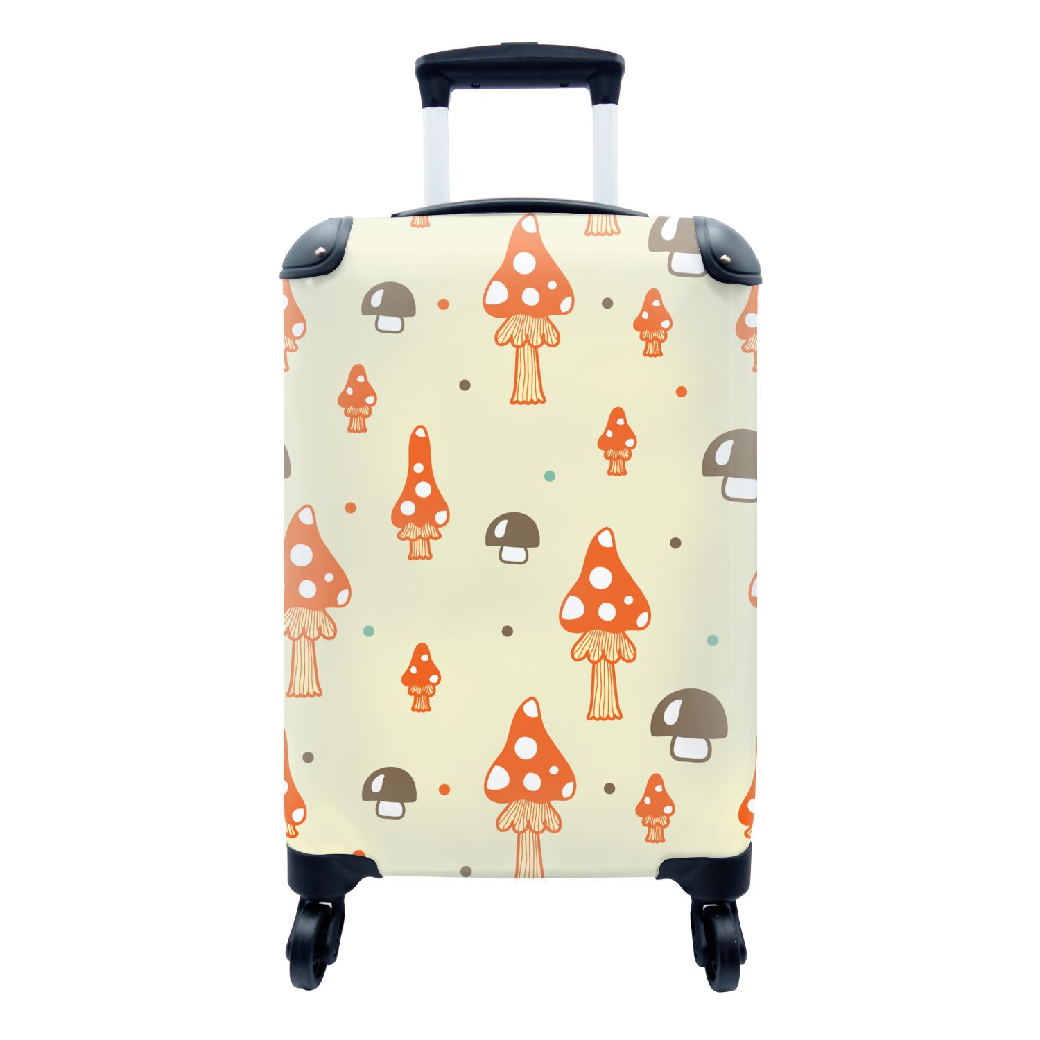 [Elegant] MuchoWow Handgepäckkoffer Muster - Orange, mit - 4 Handgepäck Ferien, Reisekoffer Reisetasche rollen, Pilz Trolley, für Rollen