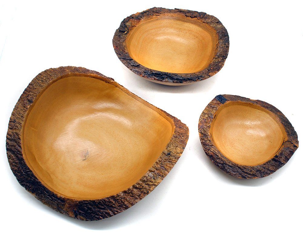 Gedeko Dekoschale Holzschale Baumrinde, Oval, Holz, aus Rund lackiert Rand mit Schale aus Mango