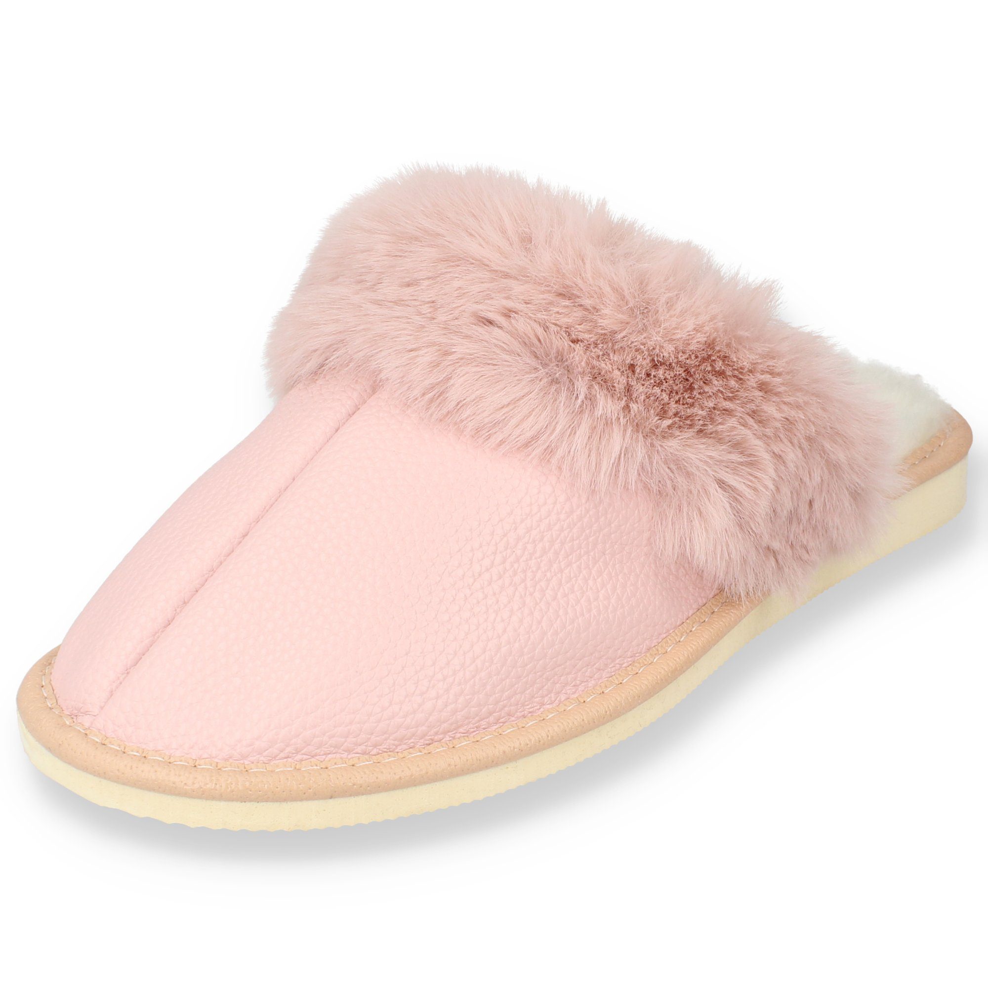 filsko Lille gefütterte Damen Hausschuh Fellkragen