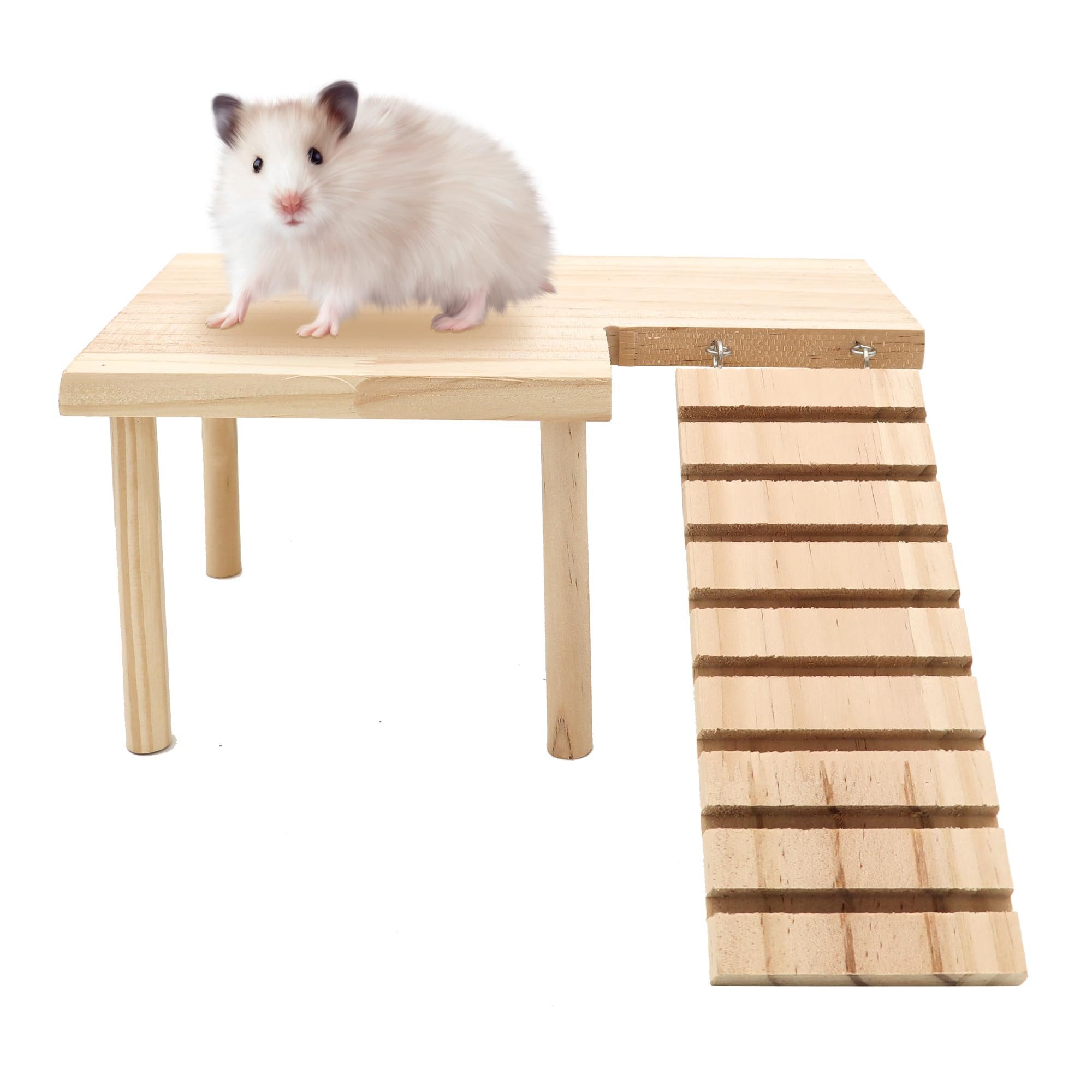 Ledander Kleintierkäfig Hamster Plattform - Hamster Etage - Hamster Игрушки Plattform, Hamster Holzplattform mit Beinen, kleine Tiere Kletterleiter