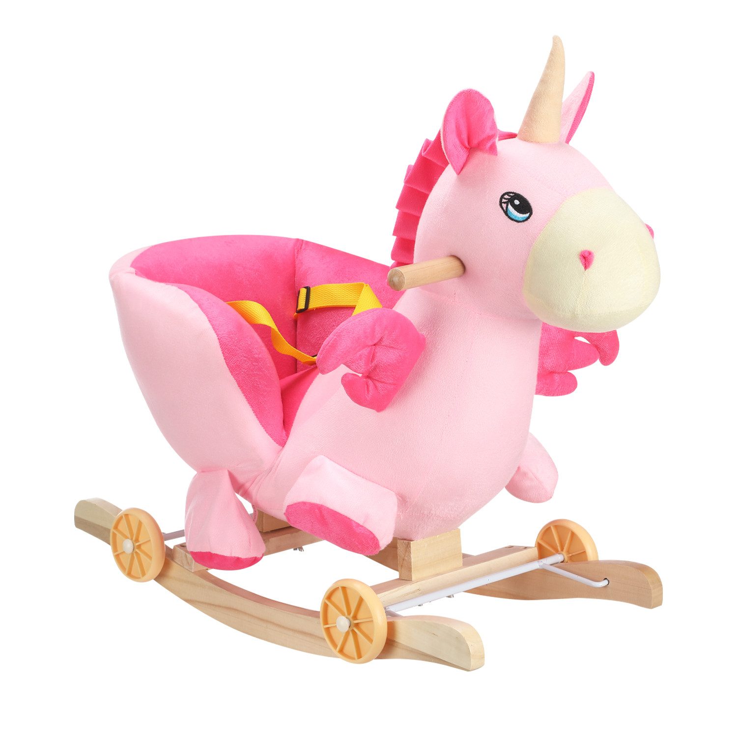 oyajia Schaukeltier 2-IN-1 Schaukelpferd mit Räder Plüsch Babyschaukel Spielzeug, Schaukeltier Schaukel Einhorn Kinder Baby Spielzeug, mit Musik