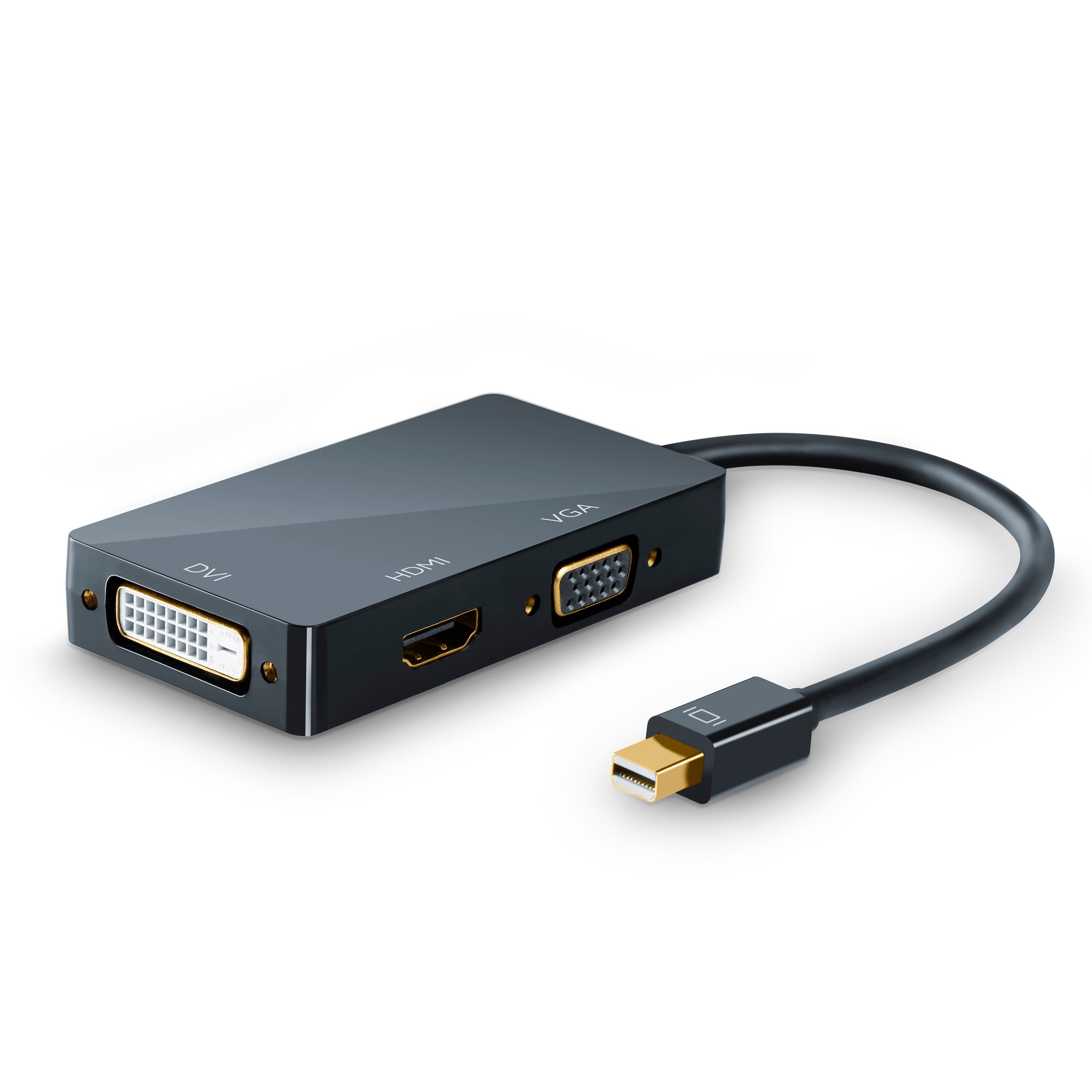 CSL 4k 3in1 Displayport 1.2 Adapter, Konverter Kabel 3840x2160 UHD 2160p Audio- & Video-Adapter Mini DisplayPort zu VGA, DVI, HDMI, 15 cm, Mini DP kompatibel mit PC MAC, Video und Audio-Übertragung