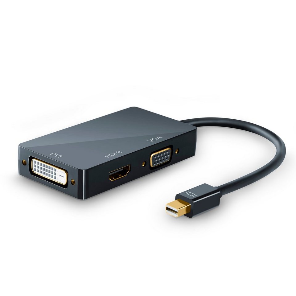 CSL Audio- & Video-Adapter Mini Display Port zu Mini Display Port, HDMI, DVI, VGA, cm, 4k 3in1 Mini Displayport 1.2 zu HDMI oder DVI Adapter - 3840x2160 UHD 2160p 4k