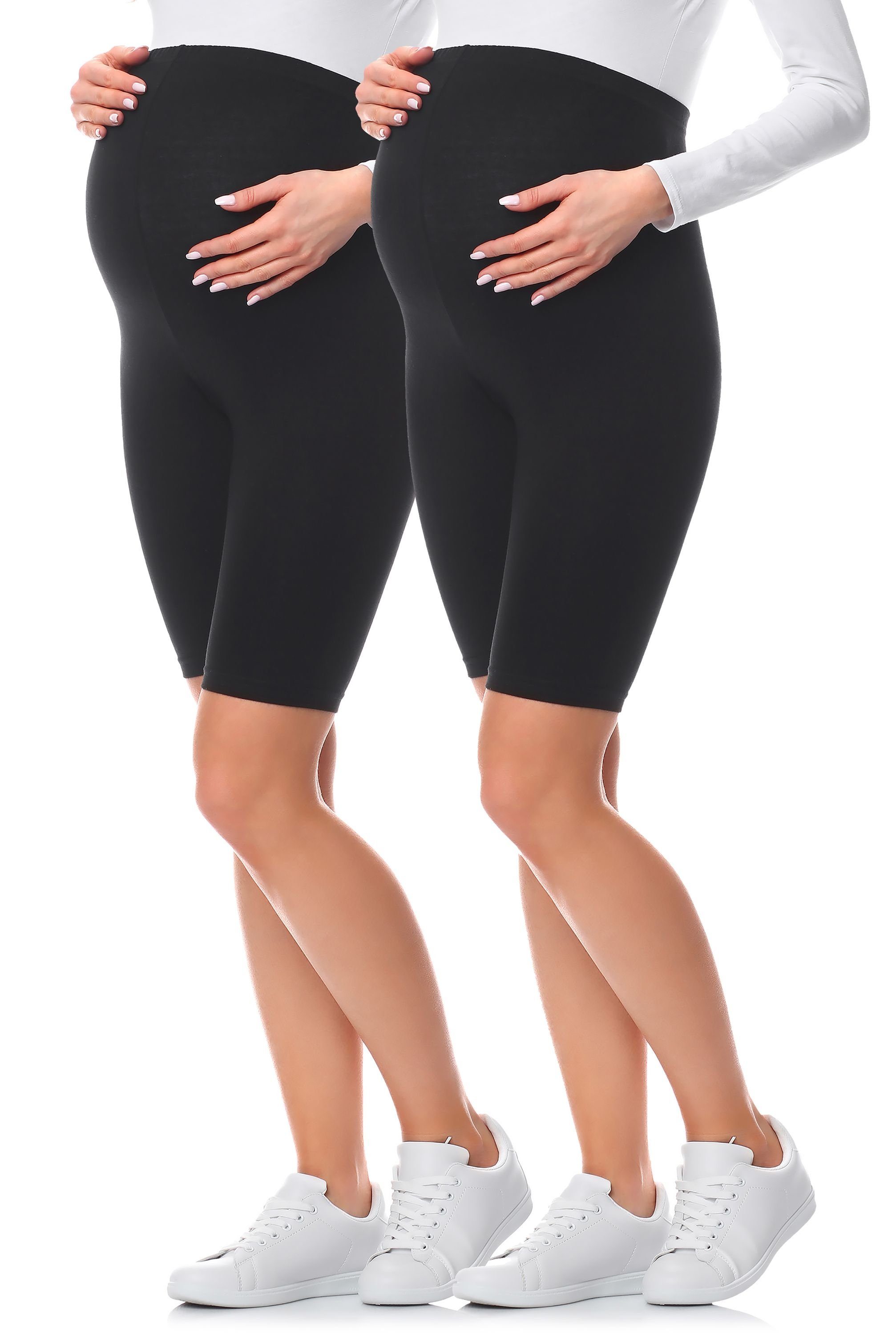 Be Mammy Umstandsleggings 2Pack Kurze Umstandsleggings aus Baumwolle BE20-228 (2-tlg) elastischer Bund