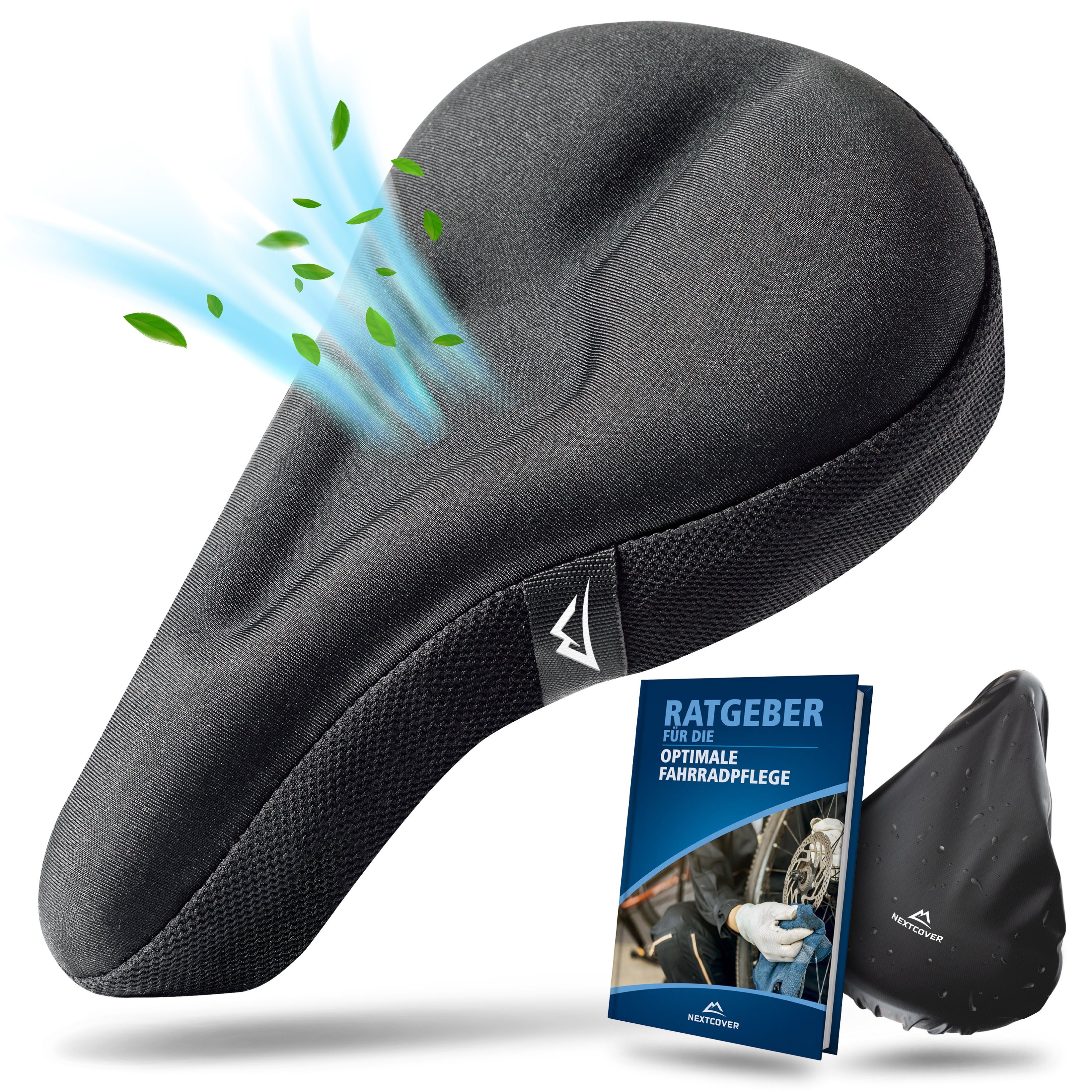 Nextcover Sattelbezug Universal Gel Sattelbezug Fahrrad inkl. Regenschutz