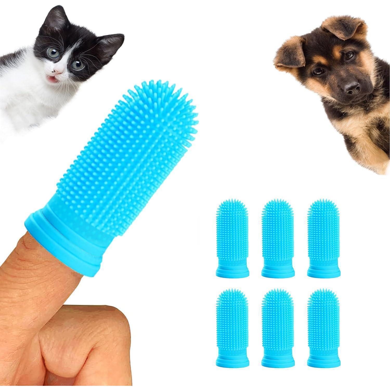 LuxusKollektion Tier-Fingerzahnbürste Zahnbürste Hund 6er-Set Silikon 360°