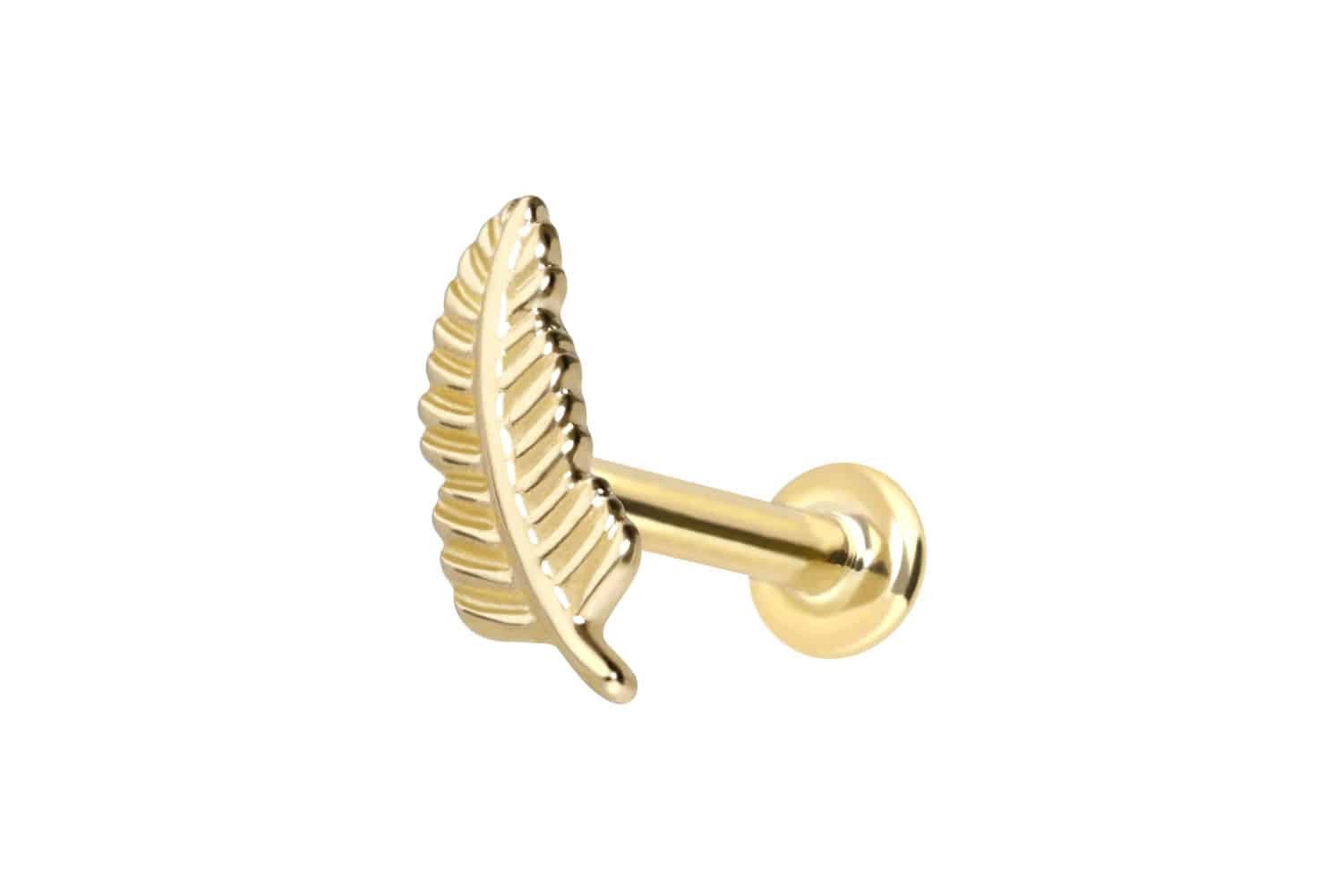 PIERCINGLINE Piercing-Set 14 Karat Gold Labret mit Push Fit FEDER (Labrets, 1-tlg)