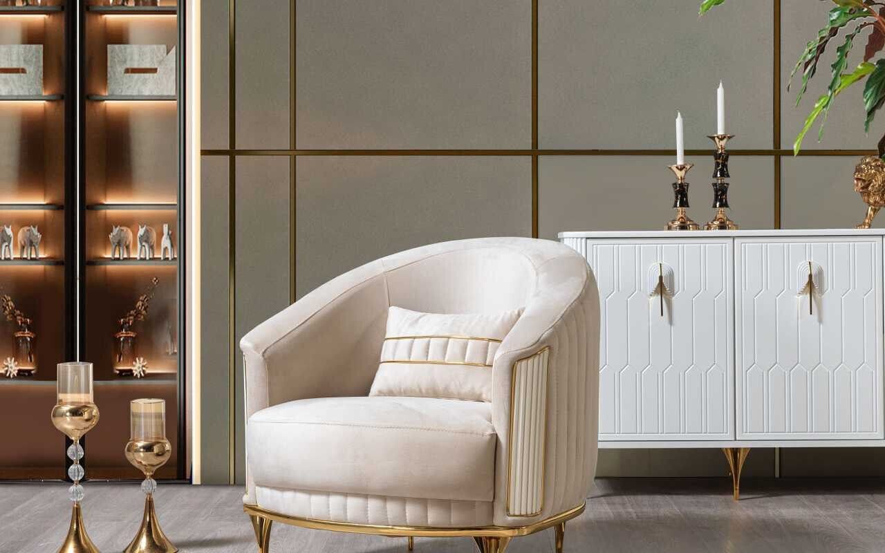 JVmoebel Sessel Wohnzimmer Luxus Sessel 1er Einsitzer Couch Möbel neu Modern Beige, Made In Europe