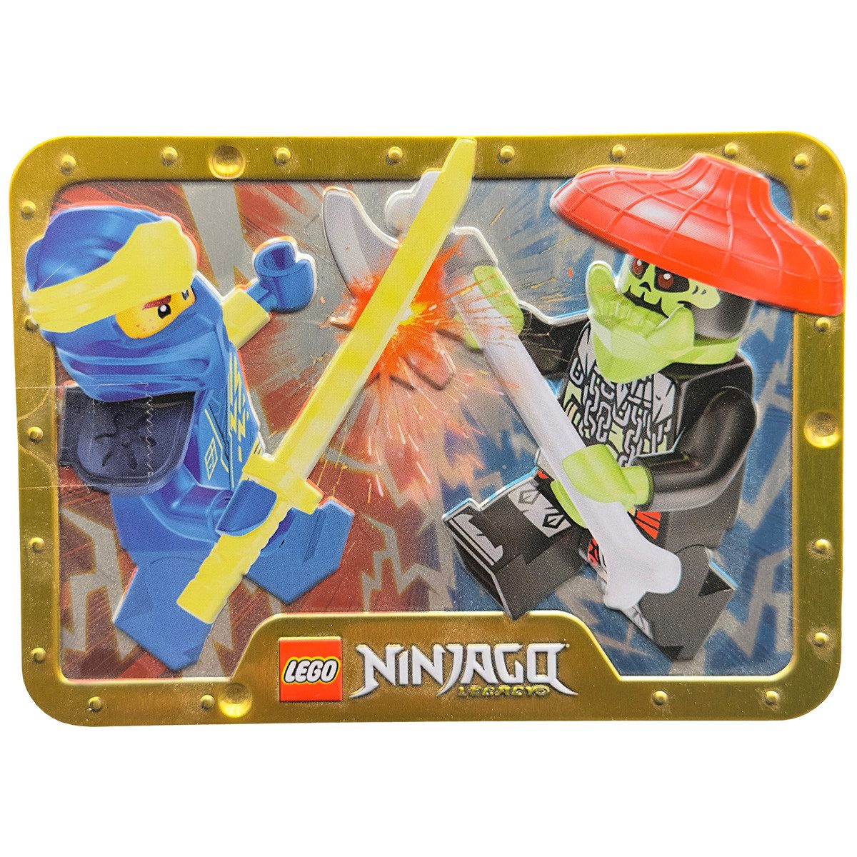 Blue Ocean Sammelkarte Blue Ocean - LEGO Ninjago - Sammelfigur Jay vs. Skelettjäger Metallbox