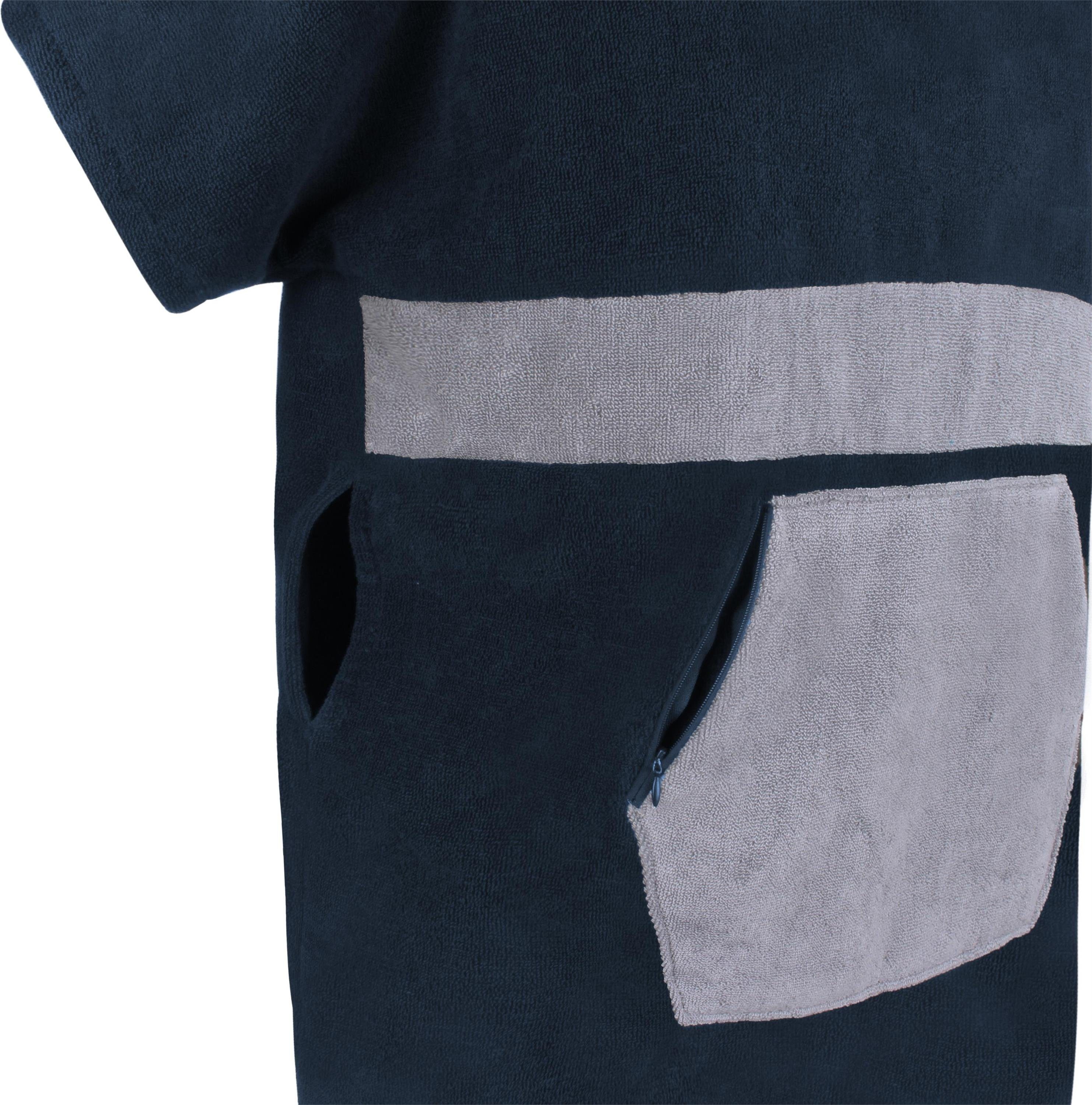 normani Badeponcho Bademantel Surfer Poncho, Midilänge, Baumwolle, Kapuze, Schlupf, Badeponcho aus 100 % saugstarker Baumwolle – Bild 5 von 5