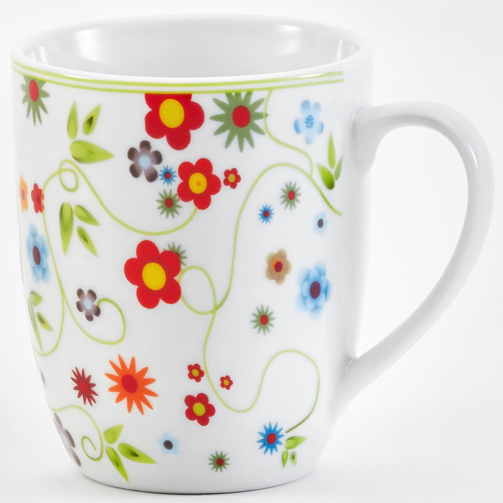 van Well Becher Vario Flower, 6-tlg., Porzellan, spülmaschinen- und mikrowellengeeignet, 6-teilig