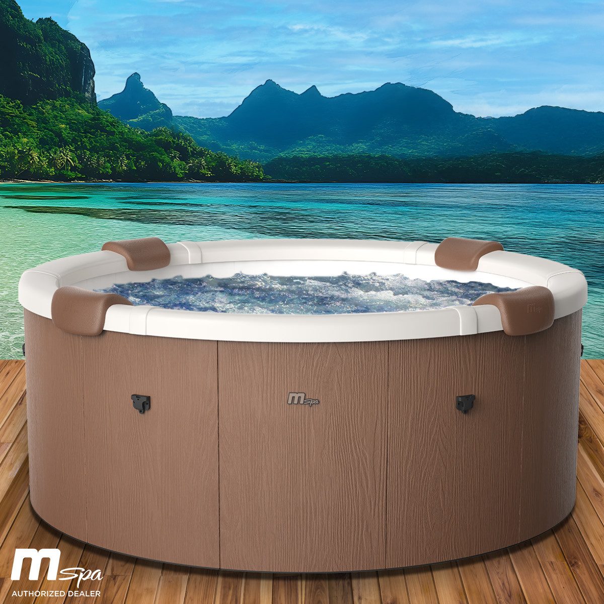 BRAST Whirlpool MSpa Denver & Rova mit Fester Außenwand, Ø182x70cm, (Stromsparend, LED Beleuchtung), für 6 Personen, Ganzjähriger Einsatz