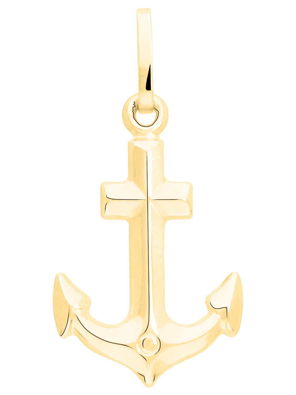 Ankeranhänger Damen & Mädchen Anker Anhänger Gold 585 Gelbgold (14 Karat) - Amalfi