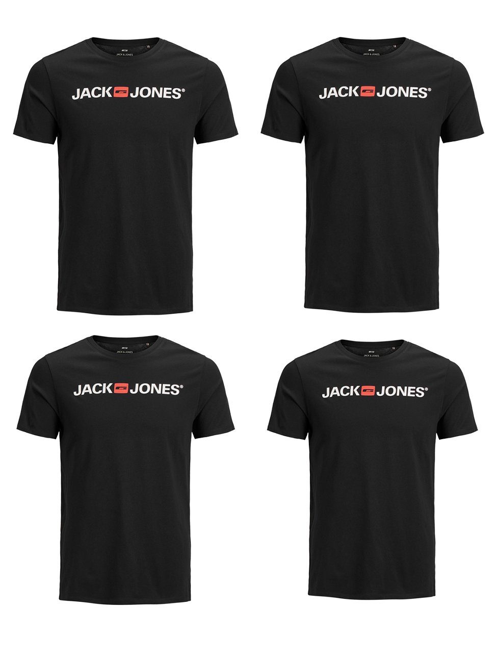 Jack & Jones T-Shirt PROLOG 4er Pack (4-tlg) aus 100% Baumwolle 4x Black