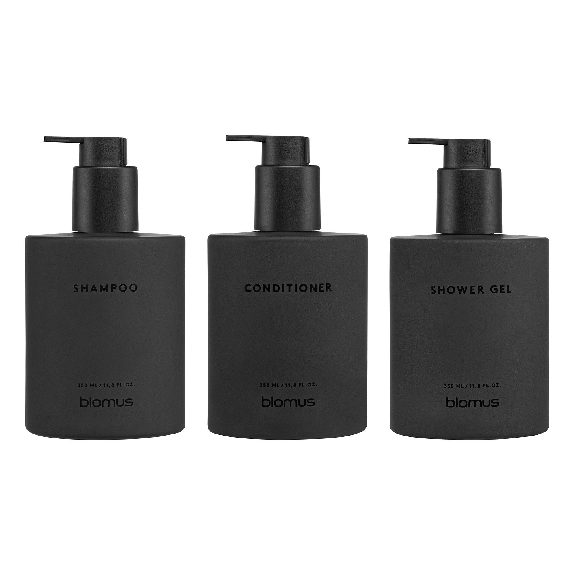 blomus Seifenspender Glasflaschen 3er Set -KIREI- Shampoo, Duschgel & Conditioner Spender, (3er-Set, 3-tlg), Stilvolle Glasflasche, Nachhaltig, inkl. Wandhalterung, Bad