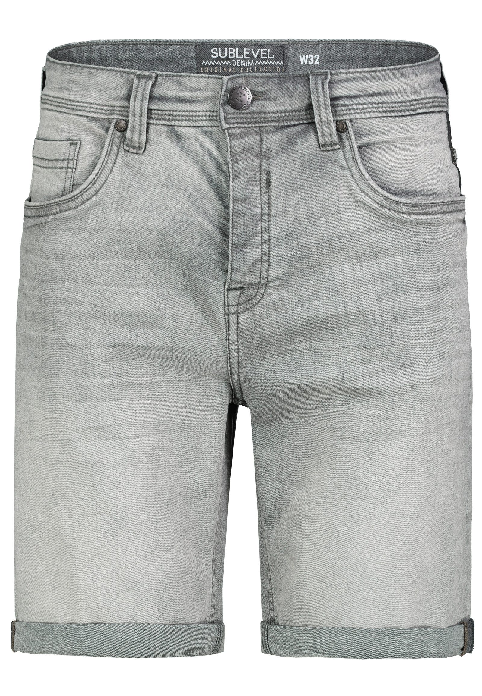 SUBLEVEL Jeansshorts mit Gürtelschlaufen und Umschlag, W32 Denim Shorts